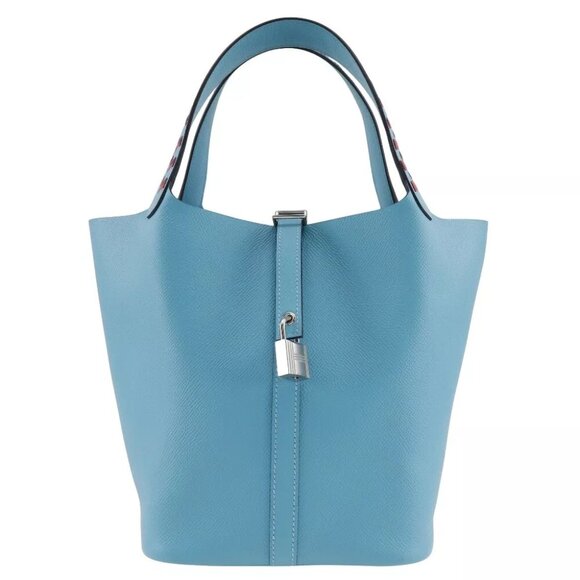 HERMES Picotin LockMM Handbag Tresage light blue Epsom Women - Picture 1 of 9